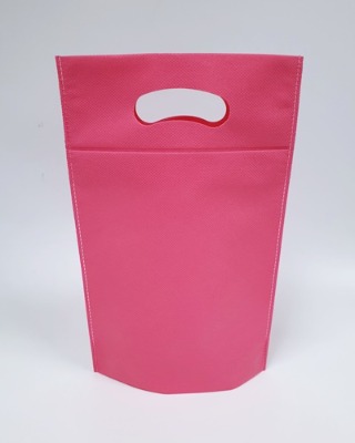 부직포 링 손잡이 타공 쇼핑백 가방 (핑크)[재질:부직포70g]20cm * 30cm + 4cm(바닥폭있음)100장 단위
